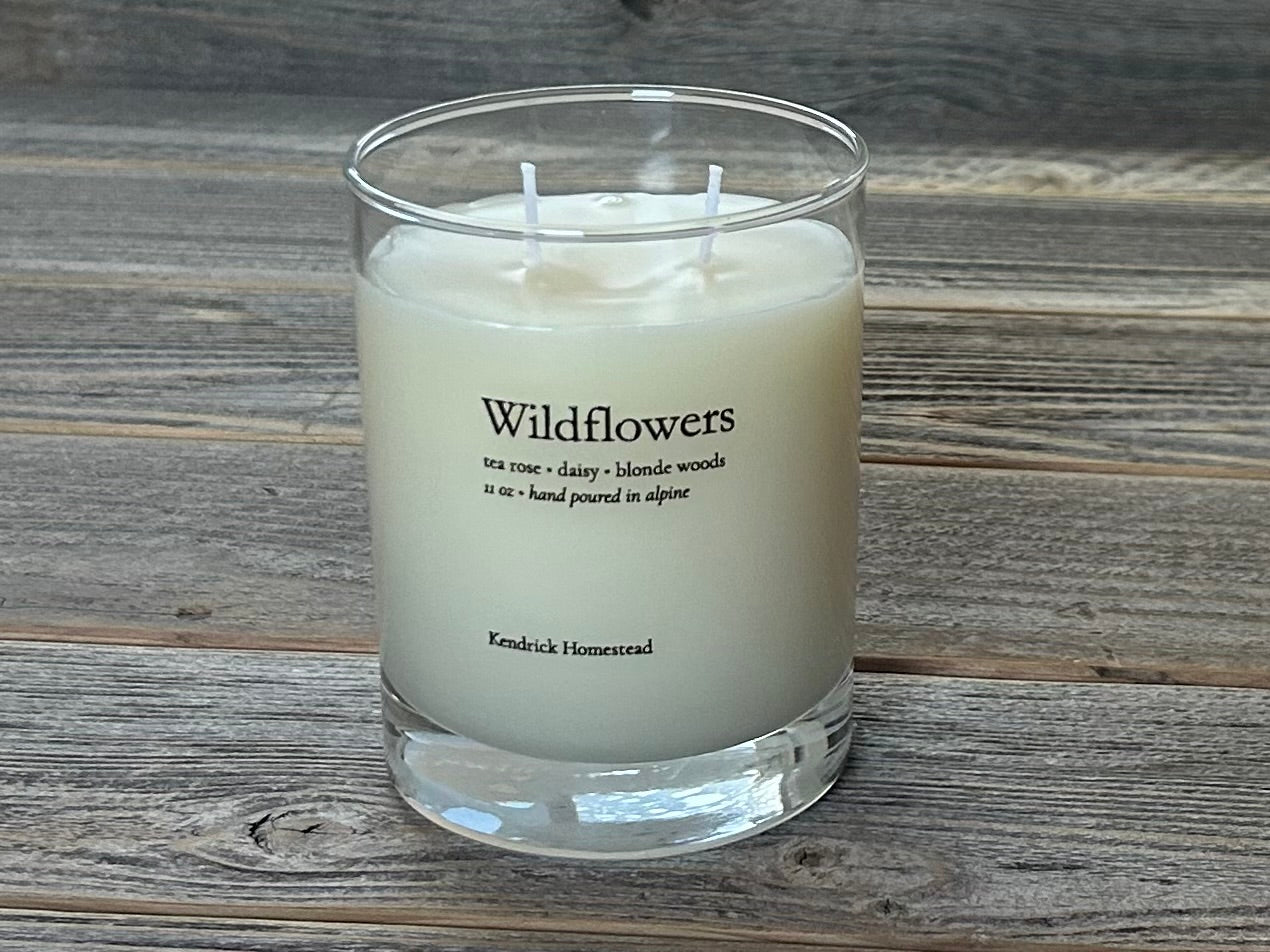 Wildflowers, coconut, apricot and soy wax blend, Kendrick Homestead