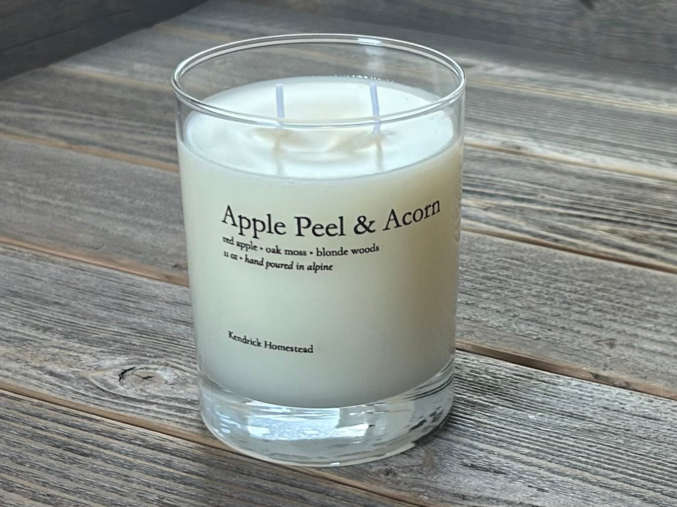 Apple Peel & Acorn, coconut, apricot and soy wax blend, Kendrick Homestead