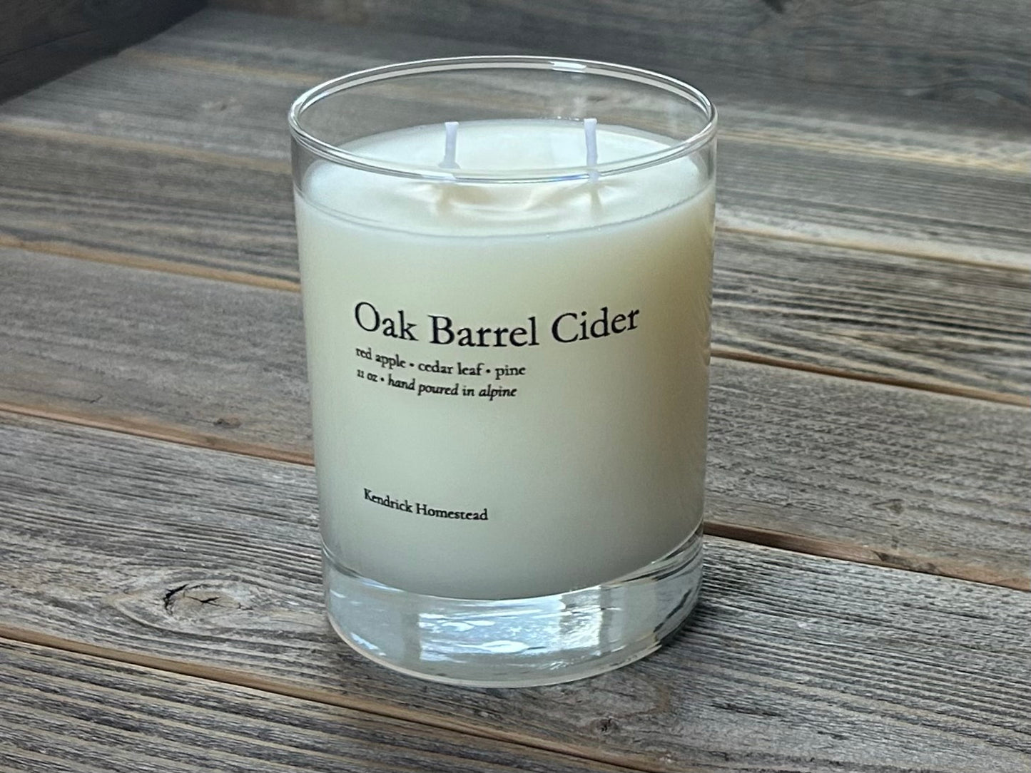 Oak Barrel Cider, coconut, apricot and soy wax blend, Kendrick Homestead