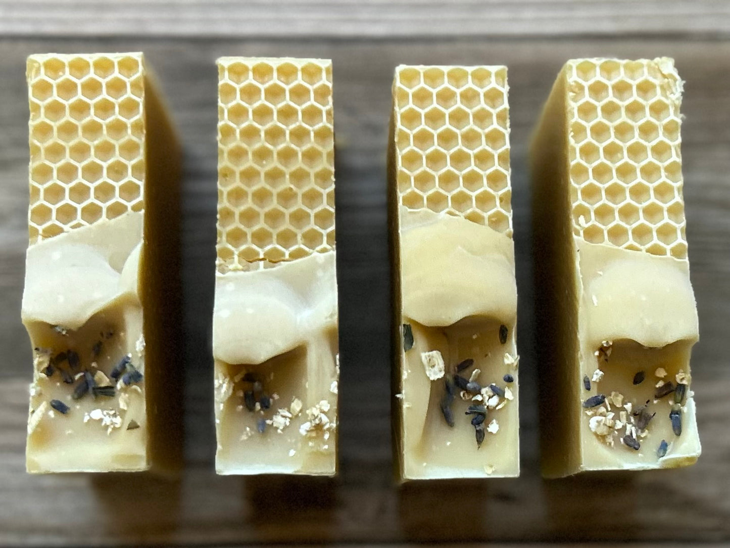Honey Lemon Goat's milk soap, raw honey, colloidal oatmeal, lemon, litsea cubeba, lavender and benzoin essential oil, Kendrick Homestead