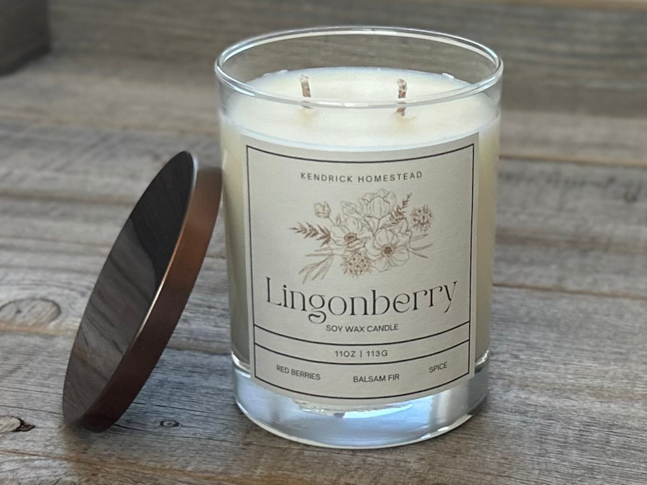 Lingonberry soy wax candle Kendrick Homesead