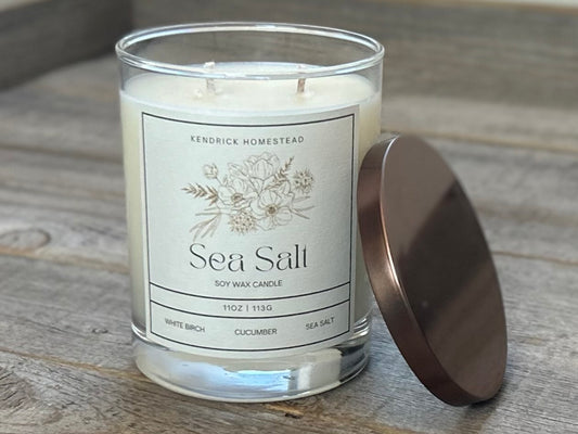 Sea Salt soy wax candle Kendrick Homestead