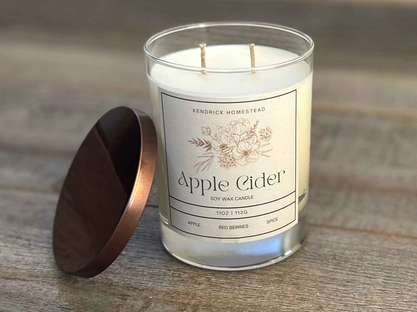 Apple Cider Soy wax candle Kendrick Homestead