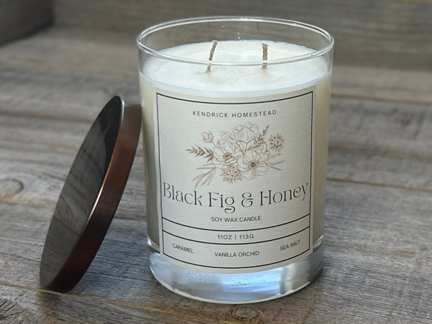 Black Fig & Honey soy wax candle Kendrick Homestead
