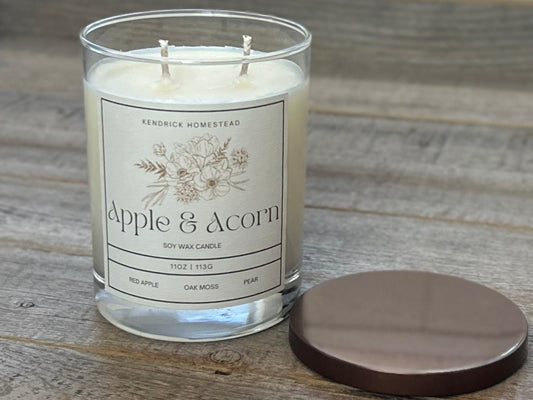 Apple & Acorn soy wax candle Kendrick Homestead
