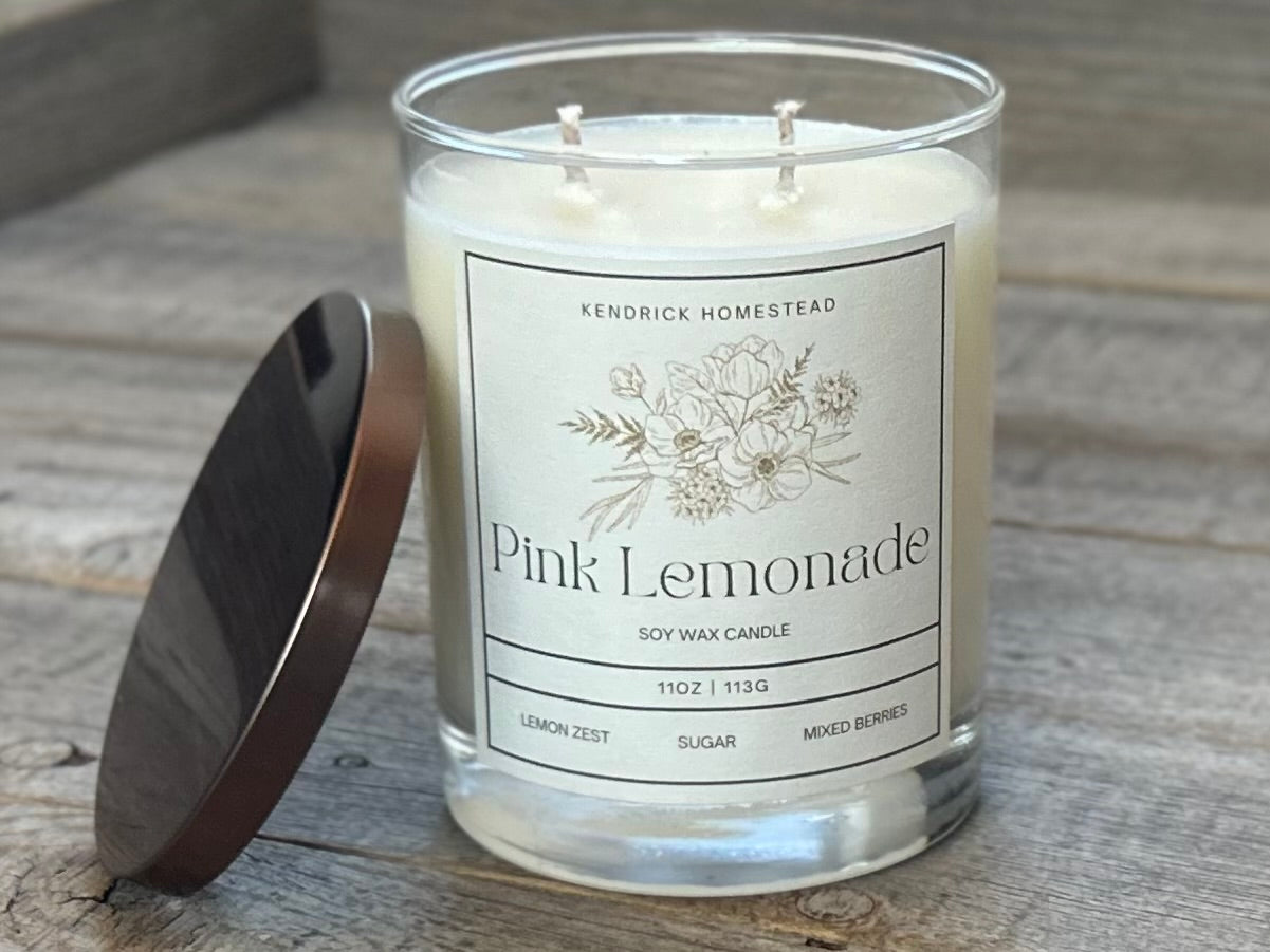 Pink Lemonade Soy wax candle Kendrick Homestead