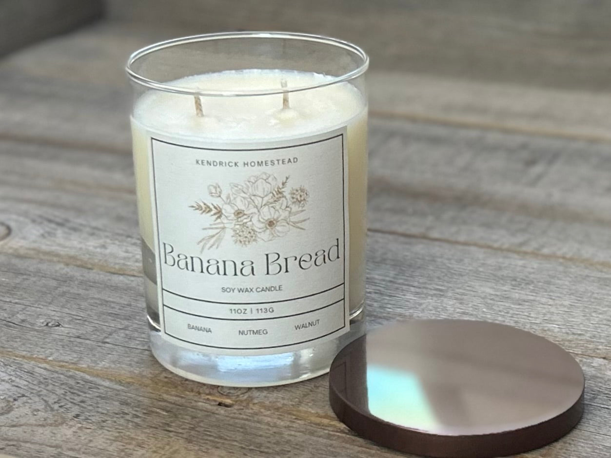 Banana Bread soy wax candle Kendrick Homestead