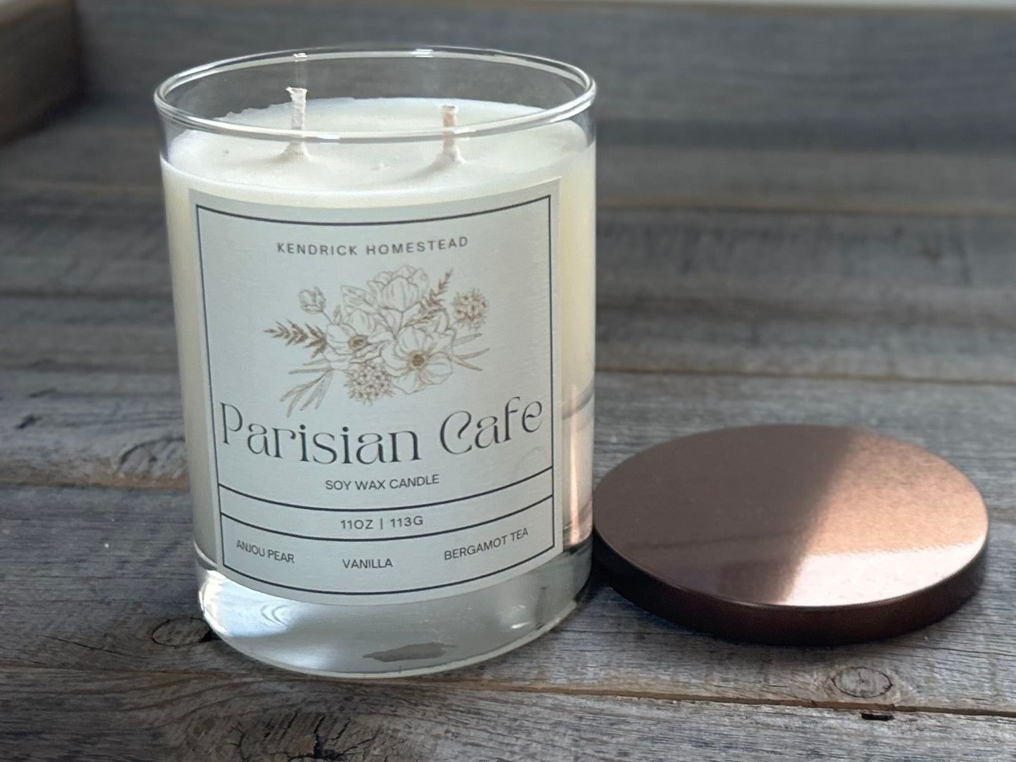 Parisian Cafe Soy Wax Candle
Imagine a charming Parisian cafe on a crisp morning! This elegant fragrance transports you to this exact moment with Anjou pear and bergamot tea with orange blossom and sugar.
Kendrick Homestead