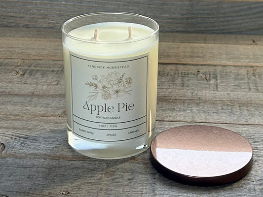 Apple Pie Soy Wax Candle
Sweet buttery apples mixed with cinnamon and creamy caramel create this fall favorite
Fragrance notes: apple, cinnamon, caramel, bakery dough