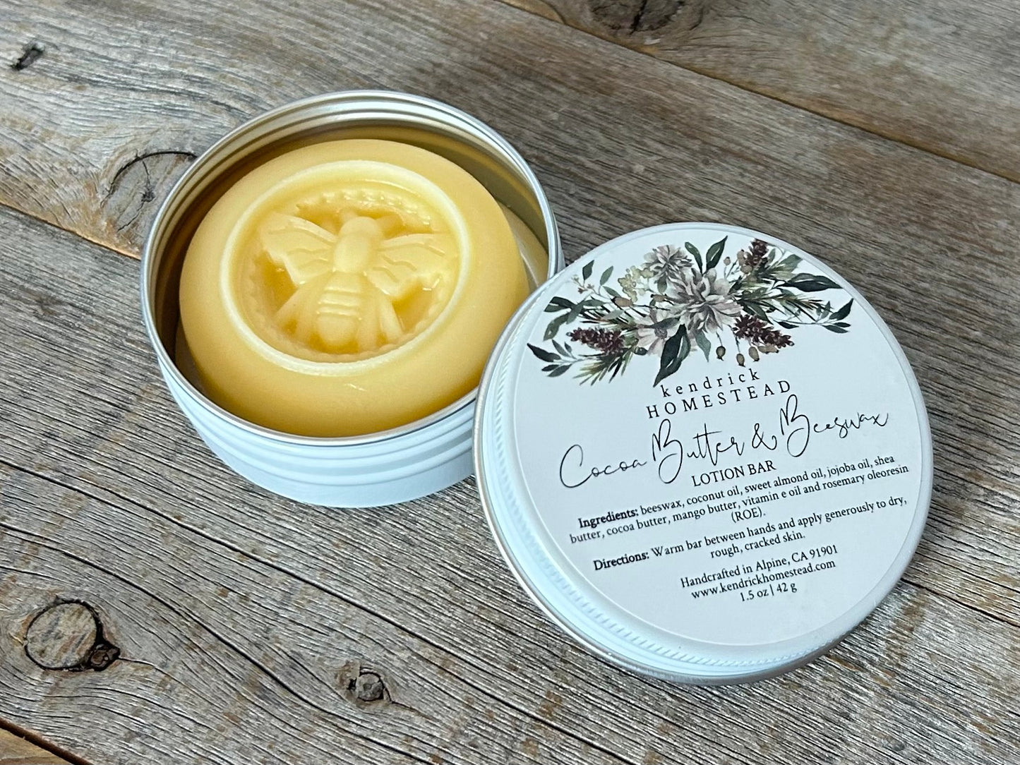 Cocoa Butter & Beeswax lotion bar , natural moisturizer for dry cracked skin Kendrick Homestead
