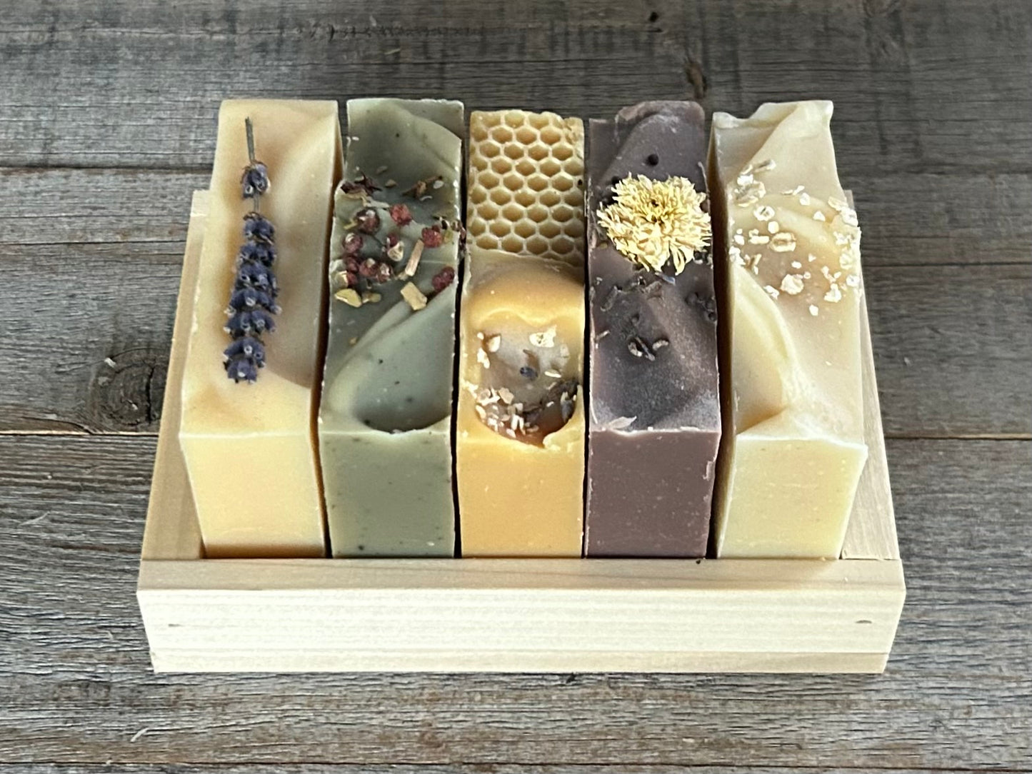 5 soap bars in crate gift set