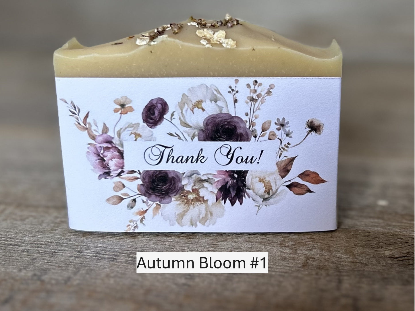 Autumn Bloom, custom wedding soap favors, custom labels, Kendrick Homestead