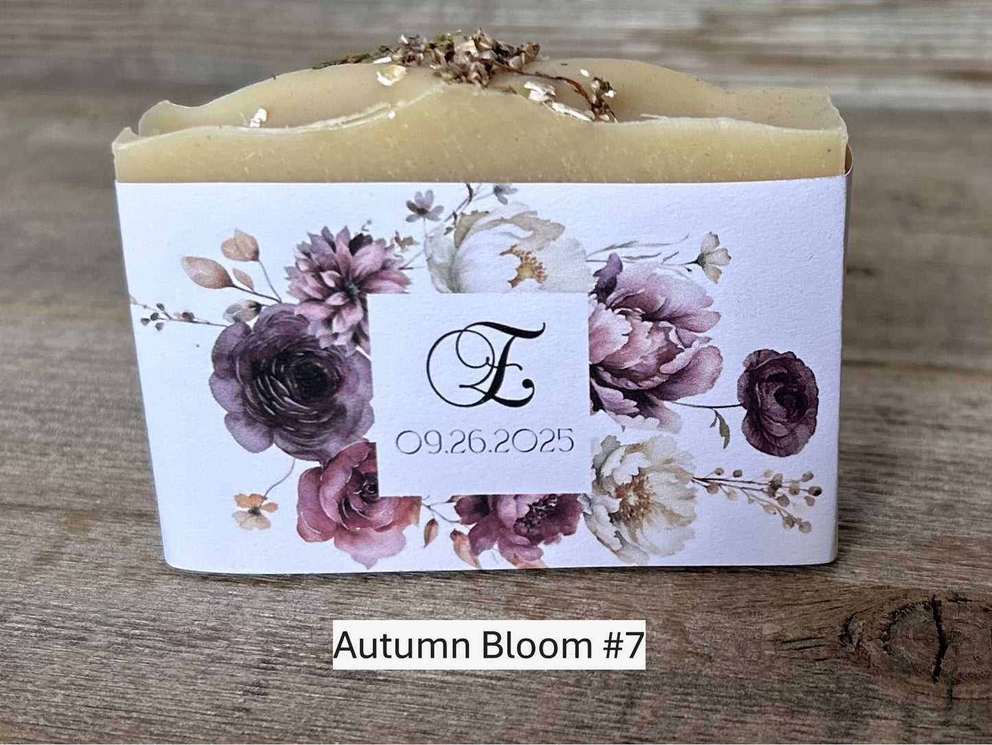 Autumn Bloom, custom wedding soap favors, custom labels, Kendrick Homestead