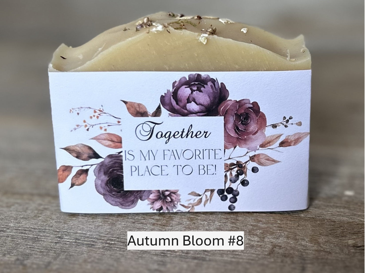 Autumn Bloom, custom wedding soap favors, custom labels, Kendrick Homestead