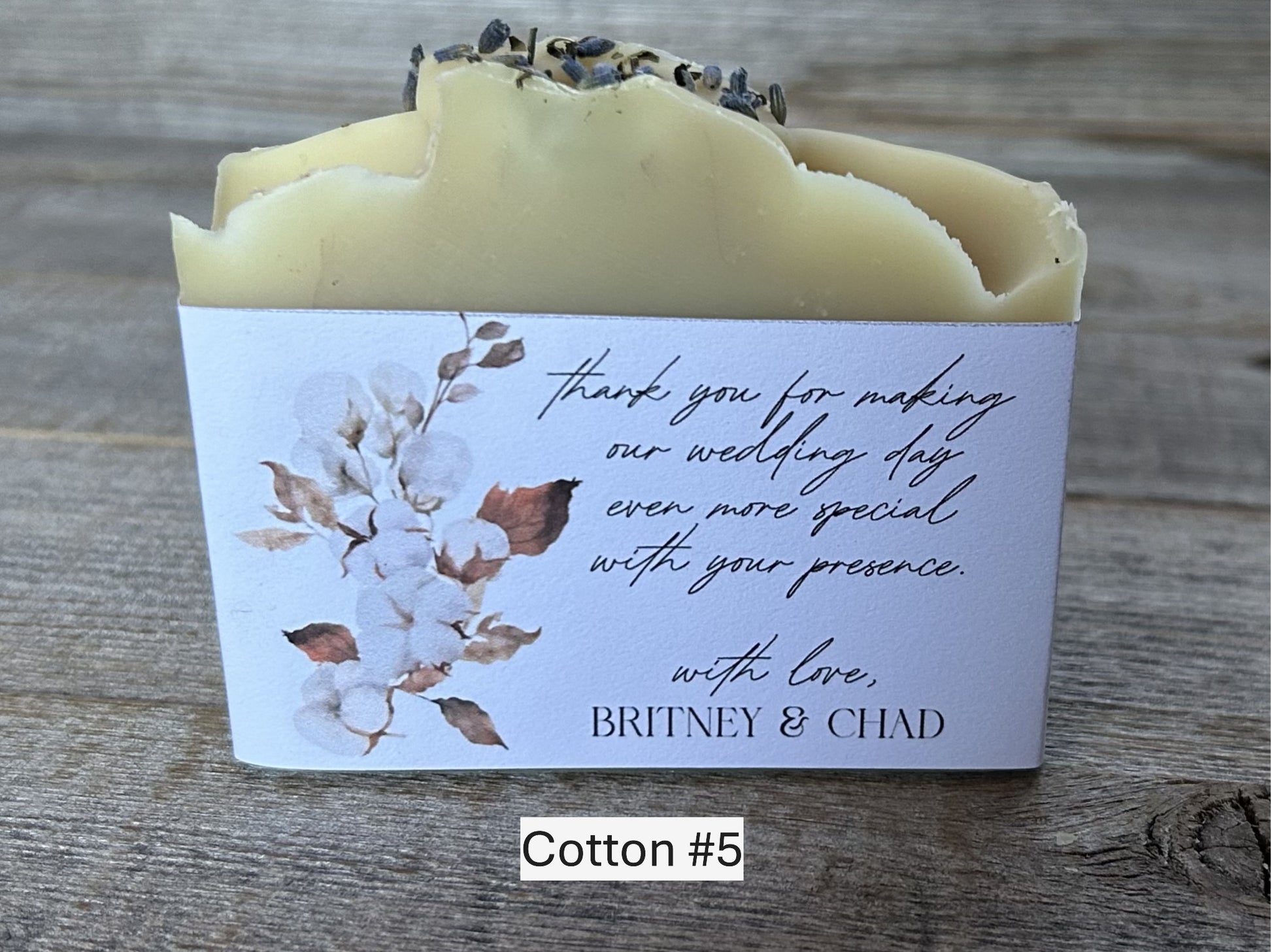 Cotton wedding soap favors, Kendrick Homestead