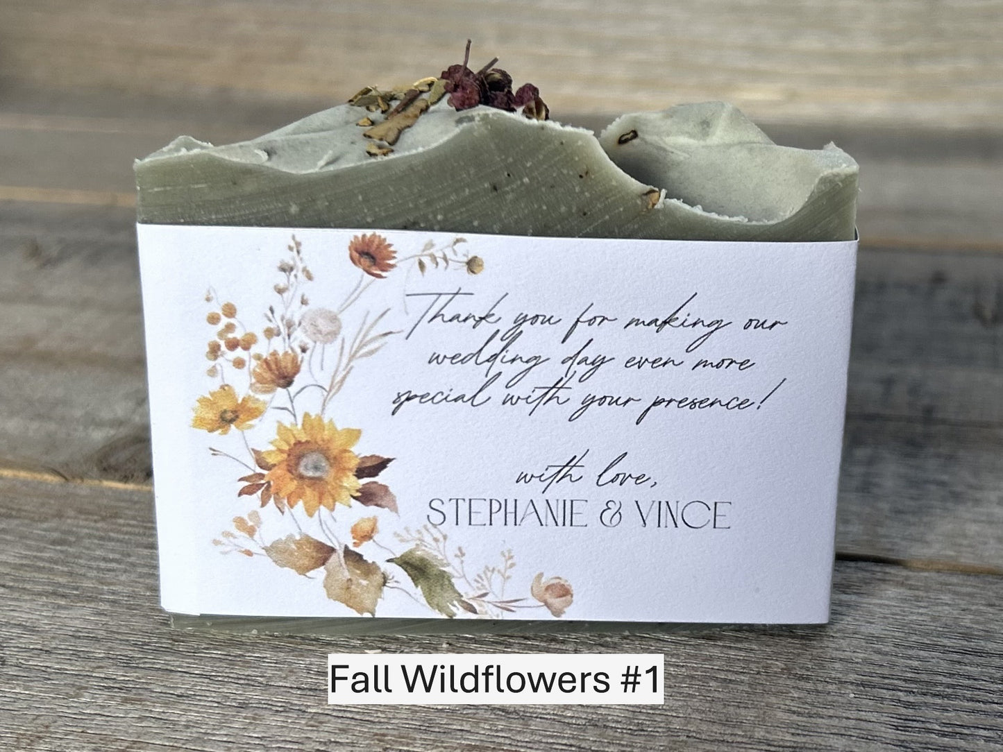 Fall Wildflower, wedding soap favors, custom label, Kendrick Homestead