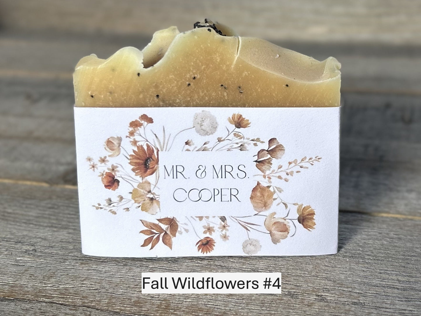 Fall Wildflower, wedding soap favors, custom label, Kendrick Homestead