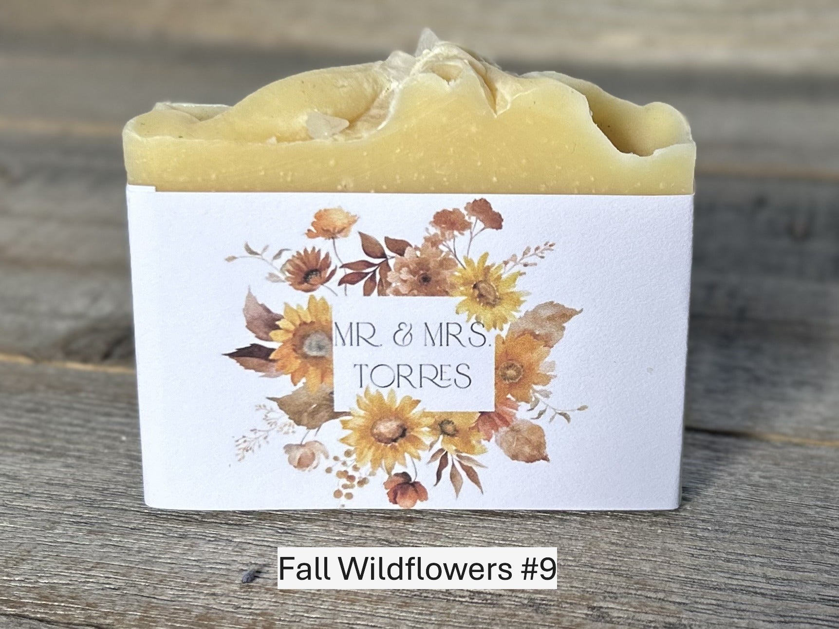 Fall Wildflower, wedding soap favors, custom label, Kendrick Homestead