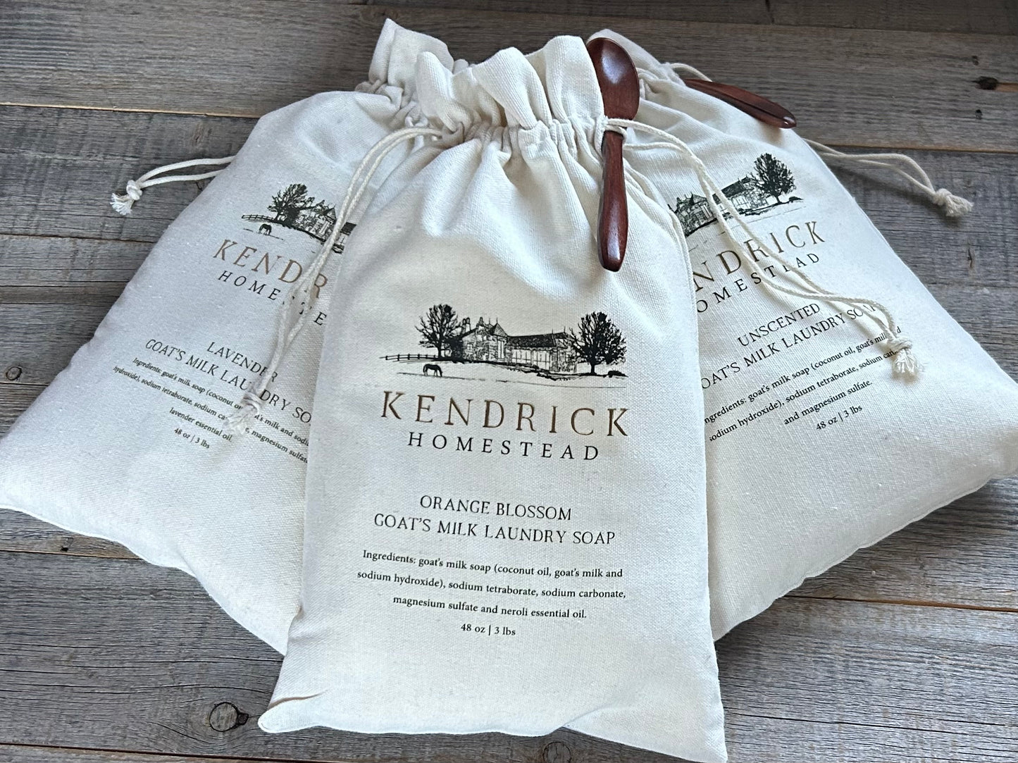 Goat's Milk Laundry Soap, lavender, Orange Blossom and Unscented, Kendrick Homestead