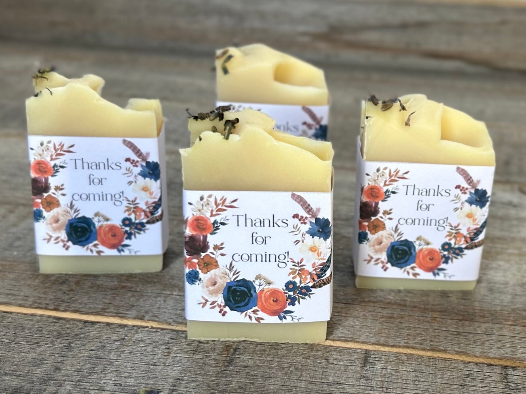 Indigo & Rust soap party favors, Kendrick Homestead