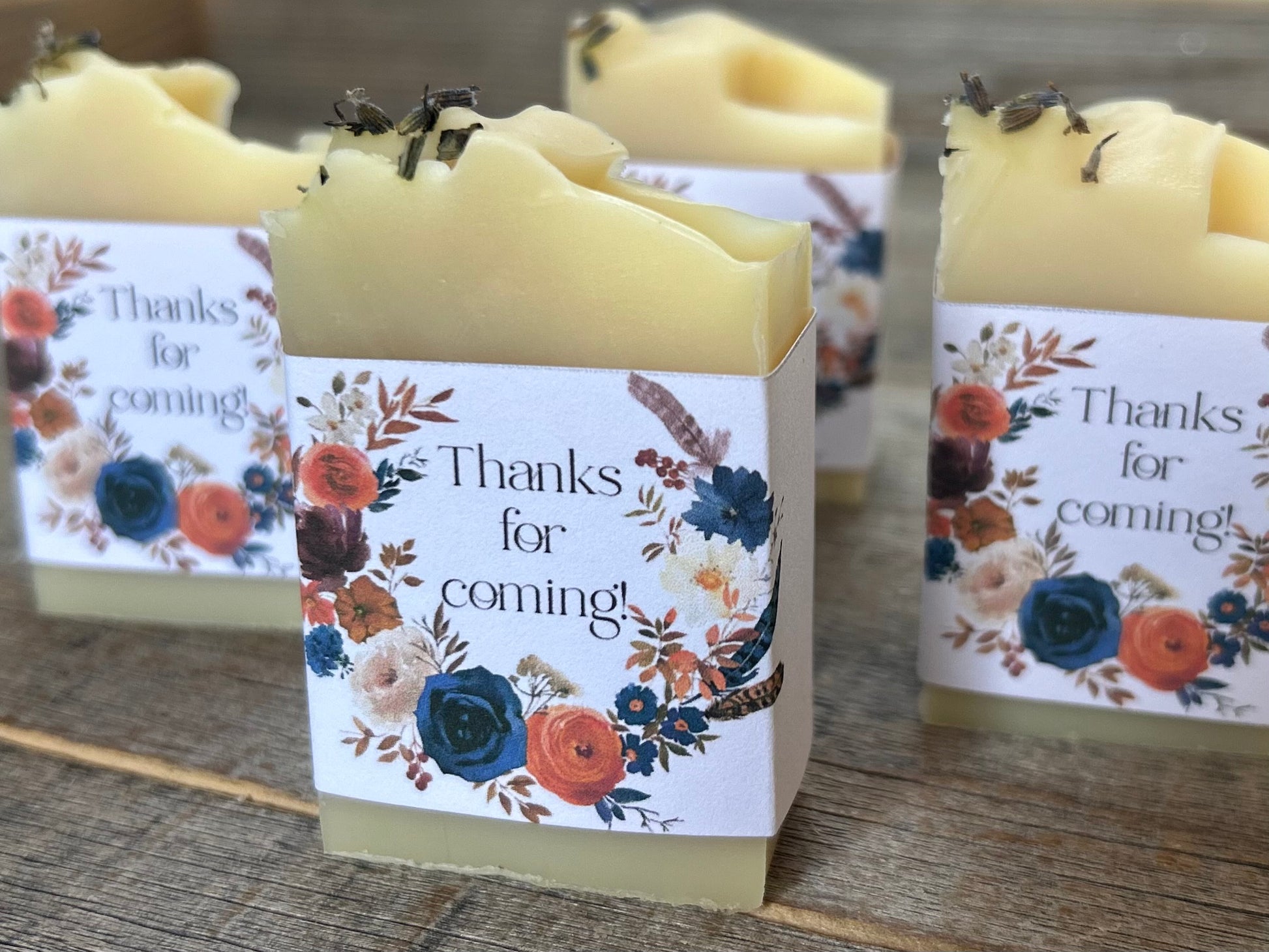 Indigo & Rust soap party favors, Kendrick Homestead