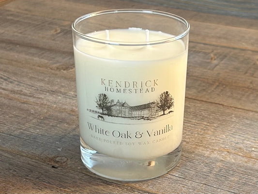 White Oak & Vanilla soy wax candle Kendrick Homestead