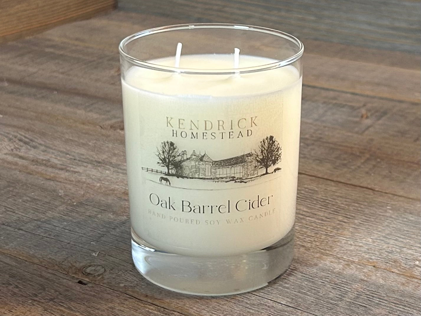 Oak Barrel Cider soy wax candle, Kendrick Homestead