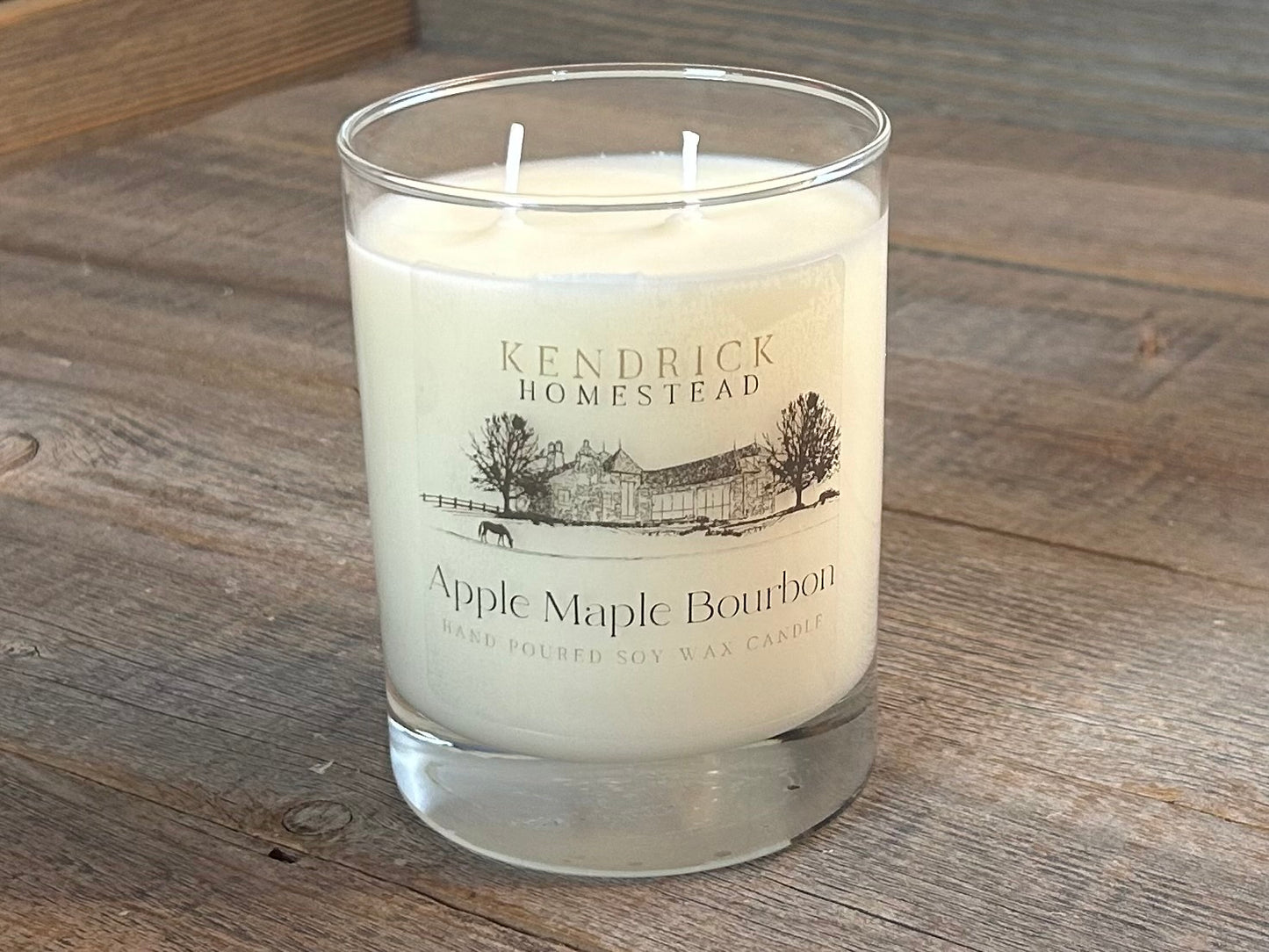 Apple Maple Bourbon soy wax candle, Kendrick Homestead