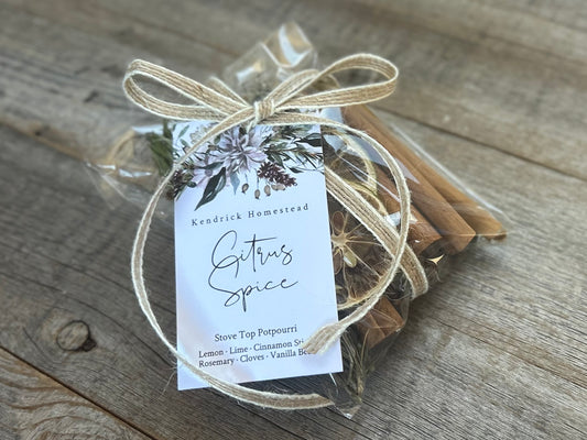 Citrus Spice Stove top potpourri, Kendrick Homestead