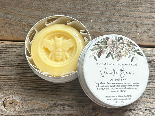 Vanilla Bean lotion bar , natural moisturizer for dry cracked skin Kendrick Homestead