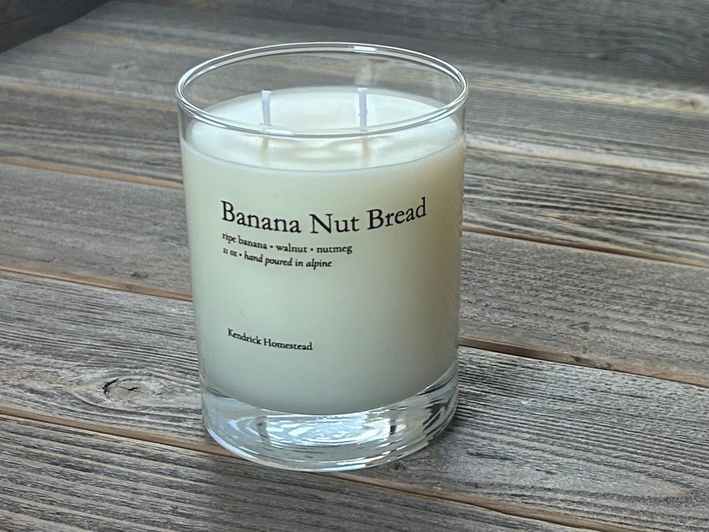 Banana Nut Bread candle,  coconut, apricot and soy wax blend, Kendrick Homestead
