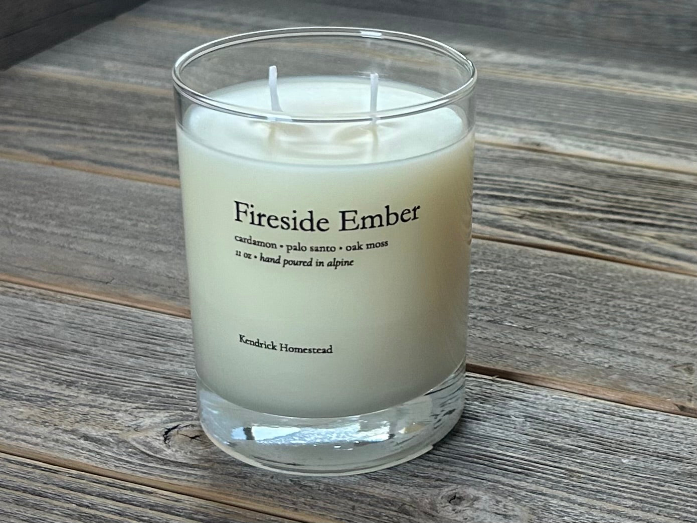 Fireside Ember, coconut, apricot and soy wax blend, Kendrick Homestead