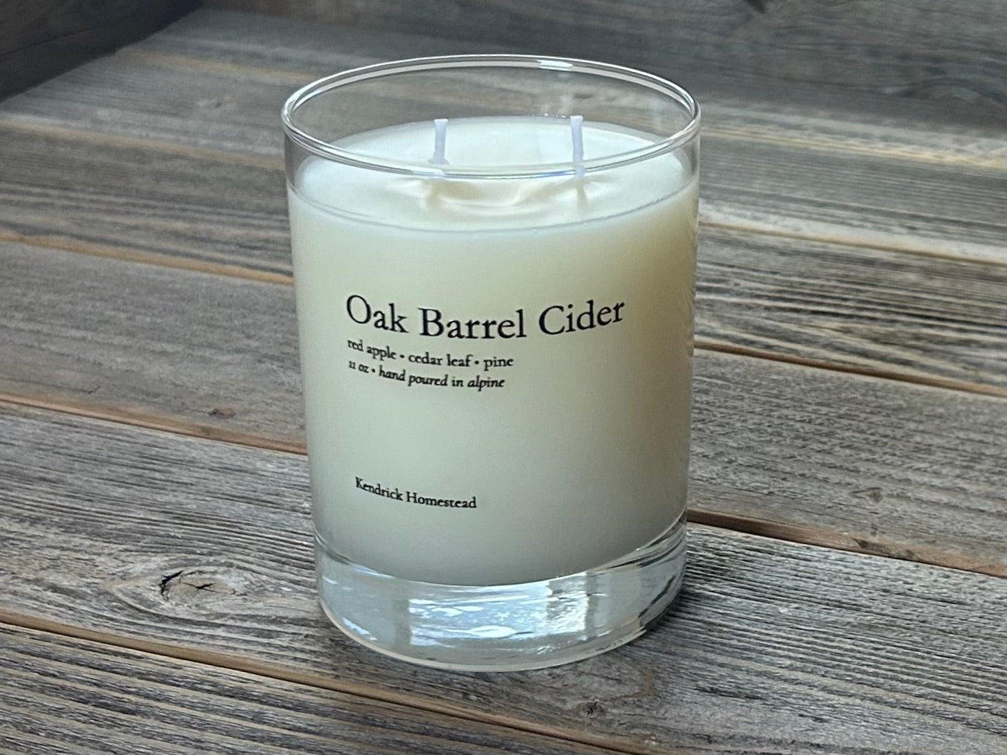 Oak Barrel Cider, coconut, apricot and soy wax blend, Kendrick Homestead