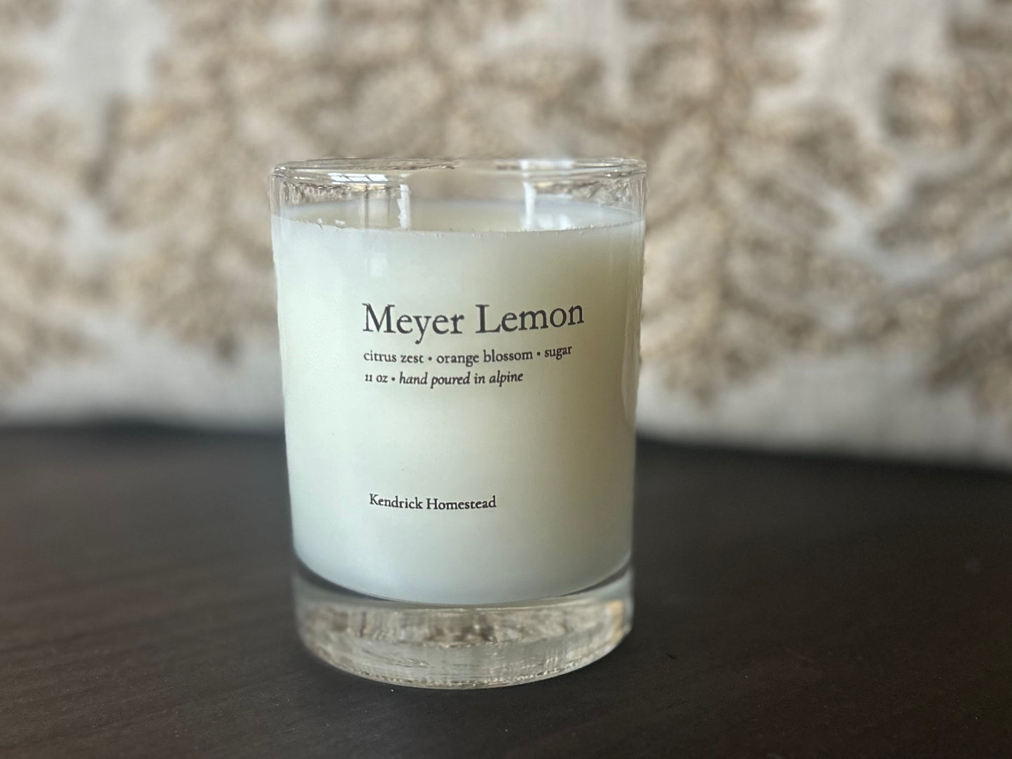 Meyer Lemon candle,  coconut, apricot and soy wax blend, Kendrick Homestead