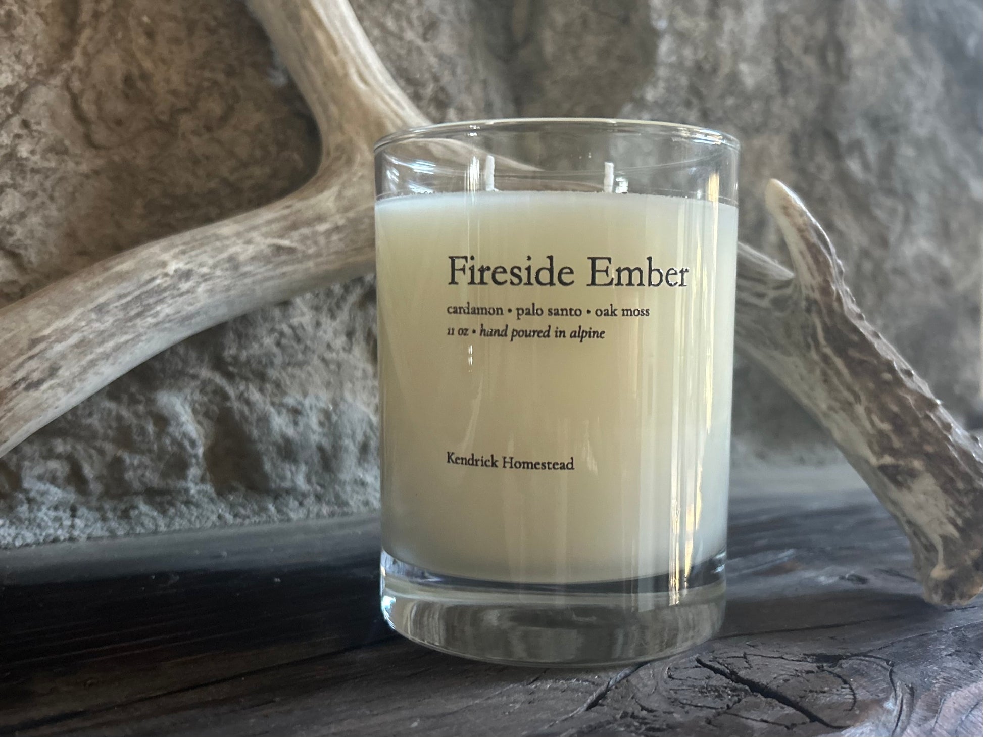 Fireside Ember, coconut, apricot and soy wax blend, Kendrick Homestead