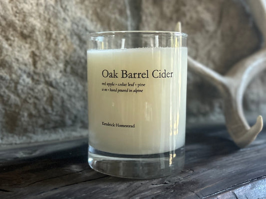 Oak Barrel Cider, coconut, apricot and soy wax blend, Kendrick Homestead
