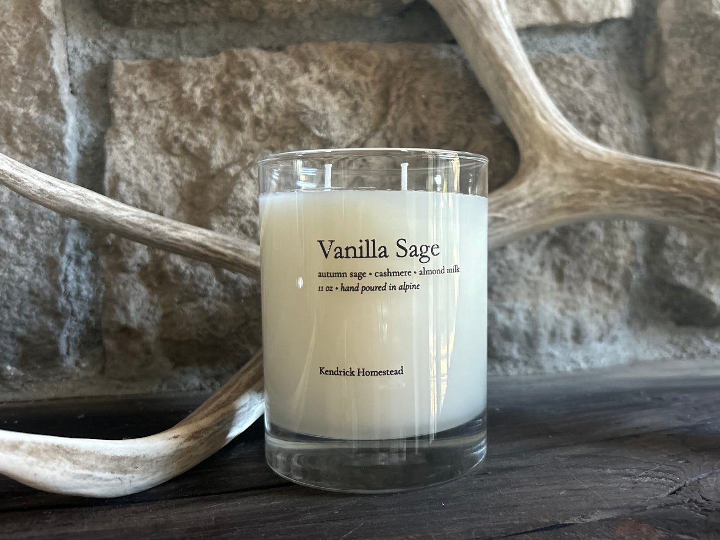 Vanilla Sage, coconut, apricot and soy wax blend, Kendrick Homestead