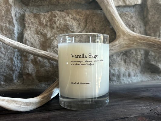 Vanilla Sage, coconut, apricot and soy wax blend, Kendrick Homestead