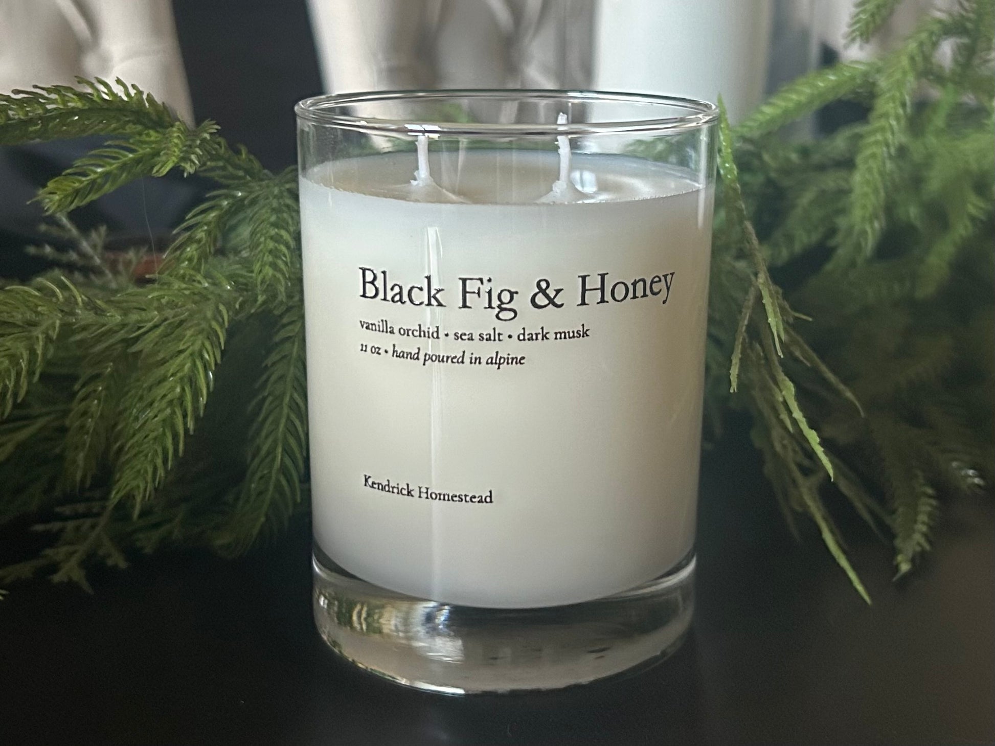 Black Fig & Honey candle,  coconut, apricot and soy wax blend, Kendrick Homestead