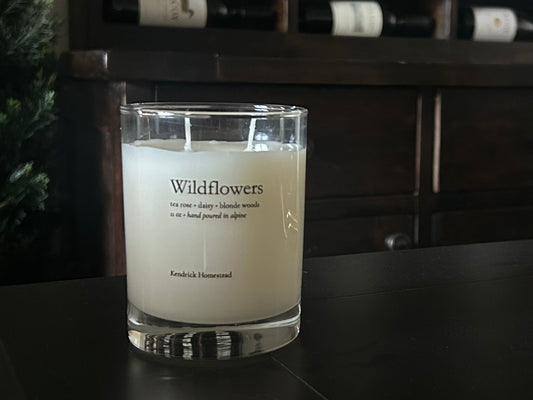Wildflowers,  coconut, apricot and soy wax blend, Kendrick Homestead