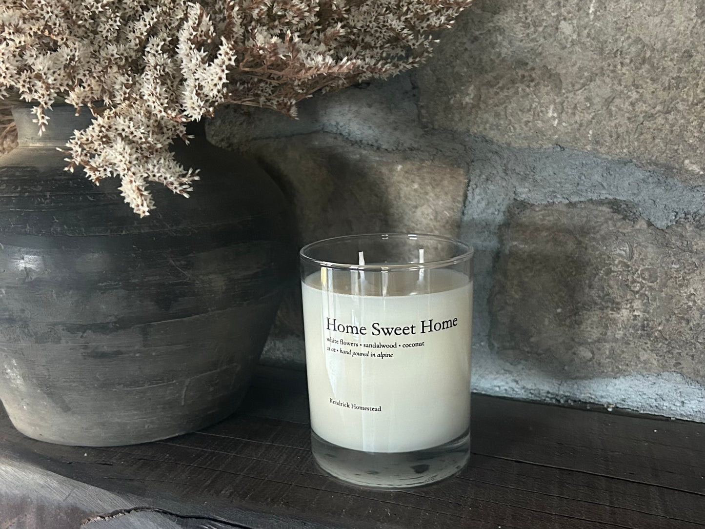 Home Sweet Home candle,  coconut, apricot and soy wax blend, Kendrick Homestead