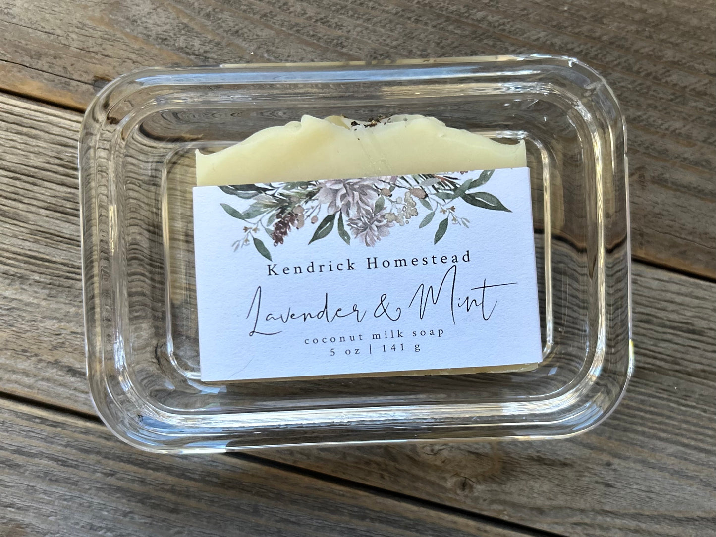 Heavy glass soap dish, Kendrick Homestead