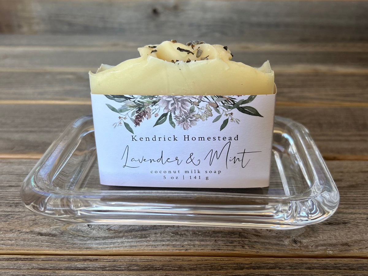 Heavy glass soap dish, Kendrick Homestead