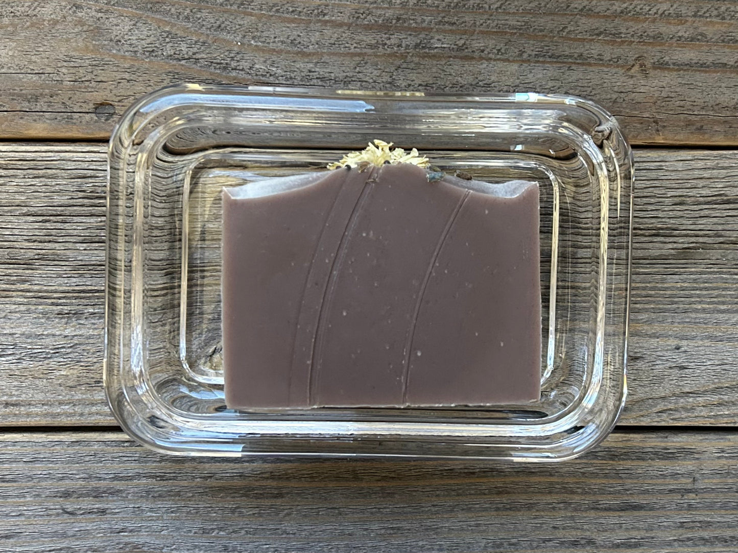 Heavy glass soap dish, Kendrick Homestead