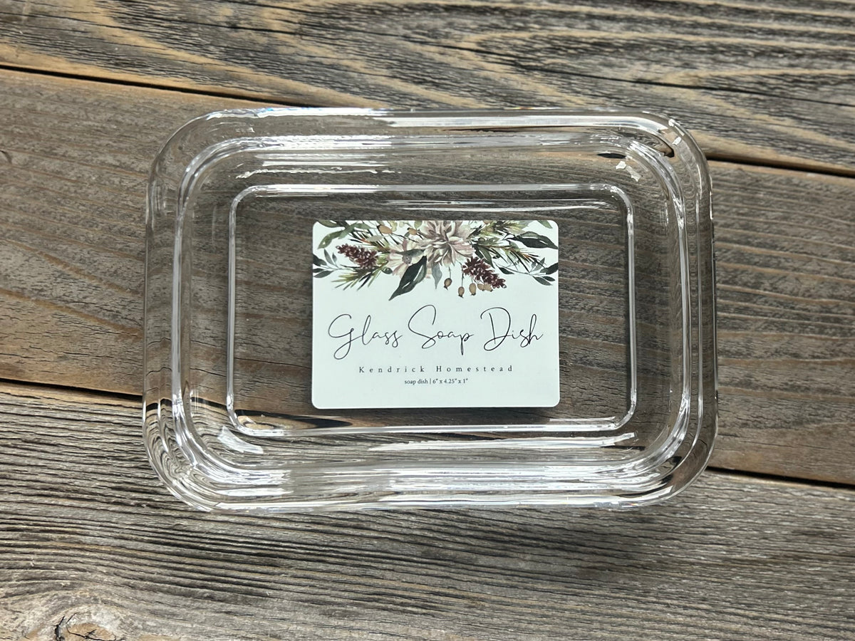 Heavy glass soap dish, Kendrick Homestead