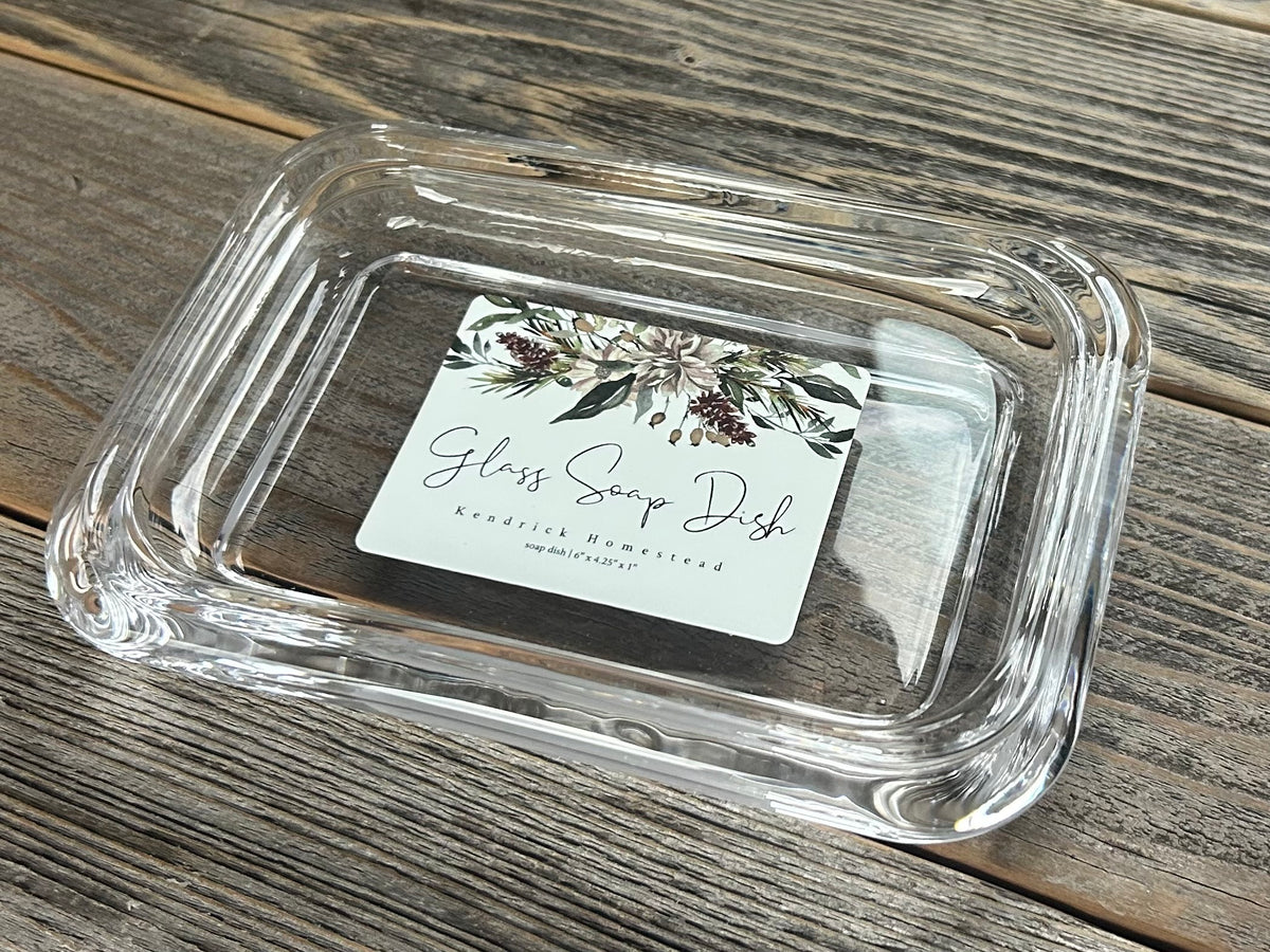 Heavy glass soap dish, Kendrick Homestead