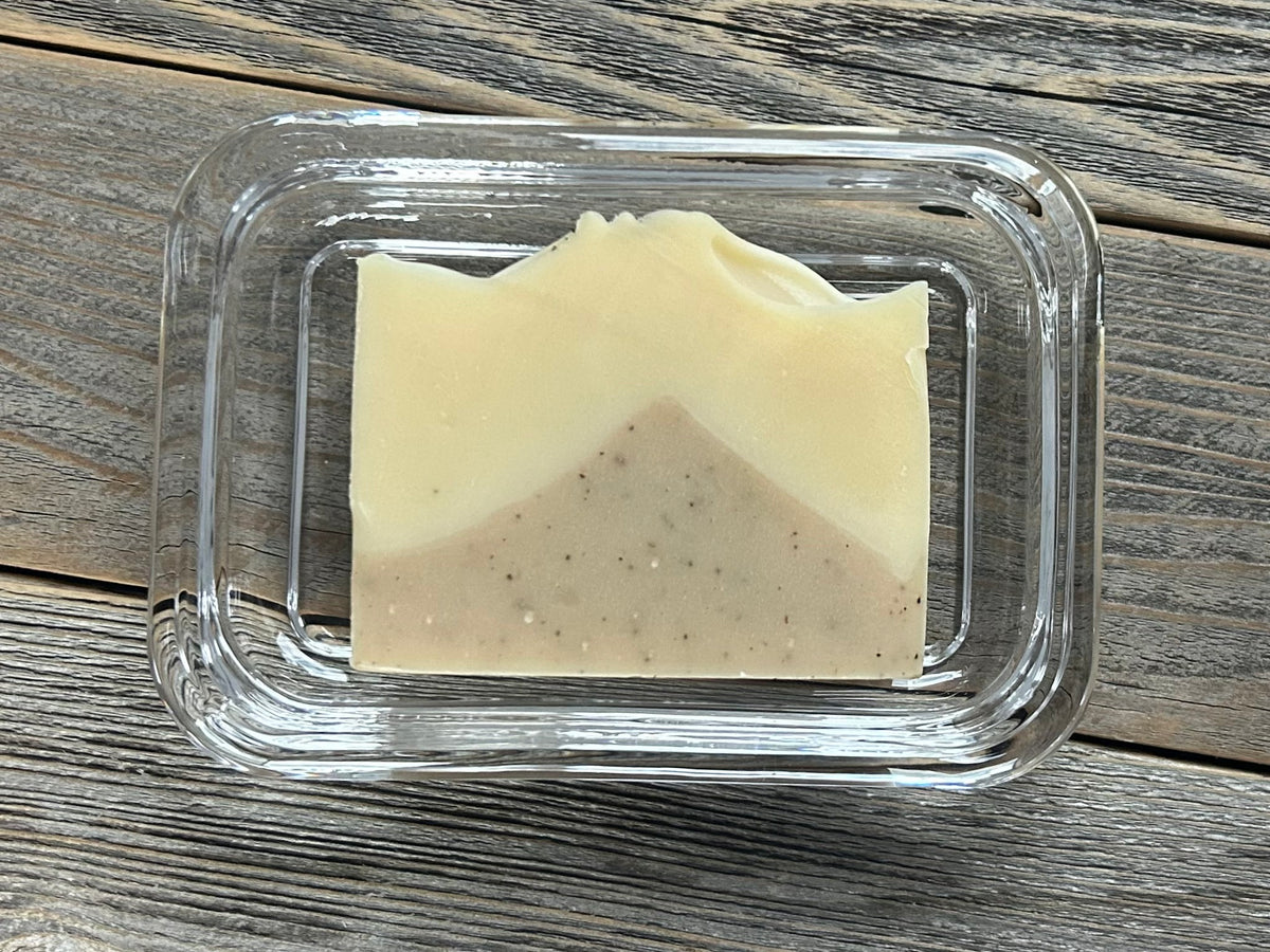 Heavy glass soap dish, Kendrick Homestead