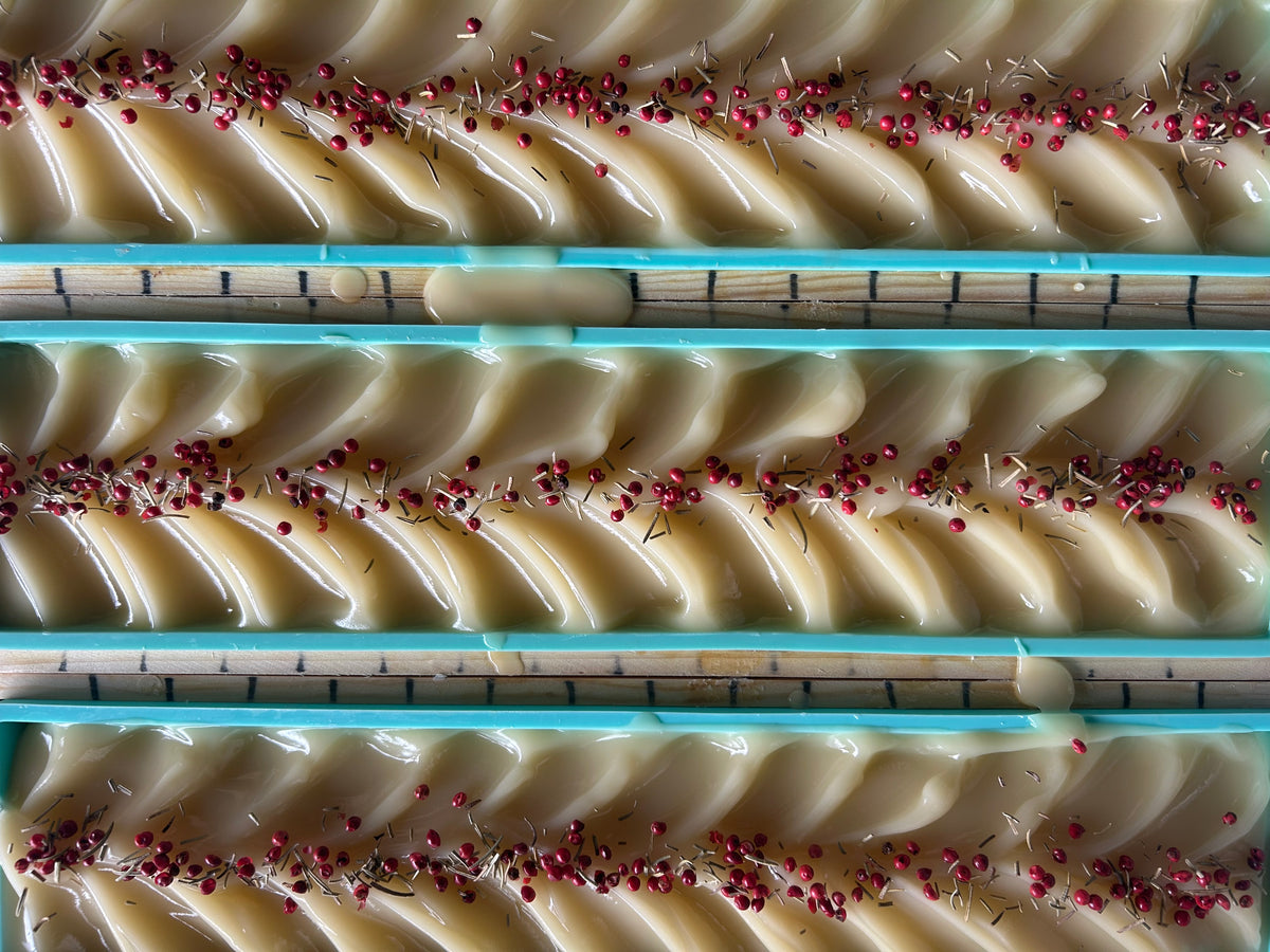 Winter Berry coconut milk soap, scotch pine, peppermint and spearmint essential oil, Christmas soap, Kendrick Homestead