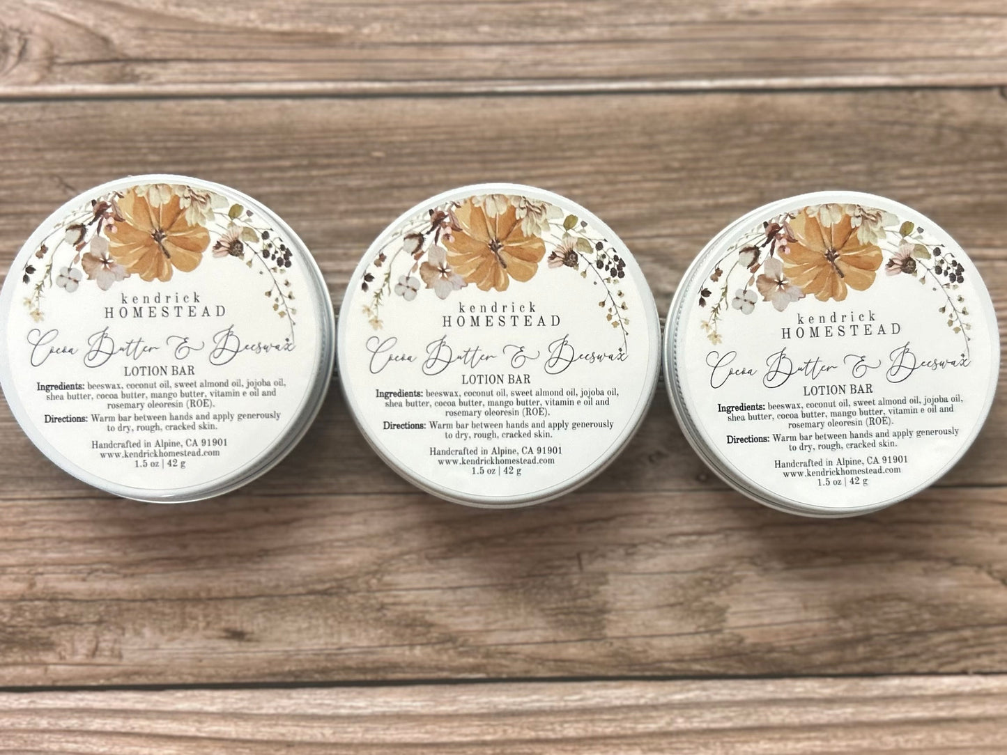 Cocoa Butter & Beeswax lotion bar Kendrick Homestead