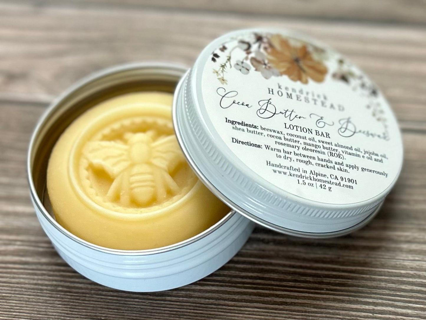 Cocoa Butter & Beeswax lotion bar Kendrick Homestead